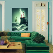 De vuurtoren van het zee | AI Art Poster