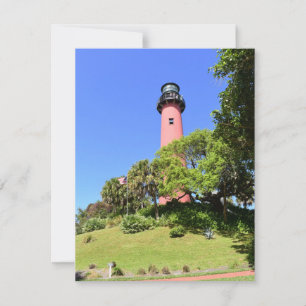 De vuurtoren van Jupiter in Jupiter Florida op een Feestdagenkaart