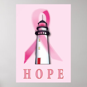 De Vuurtoren van Kanker van de borst van Hoop Poster