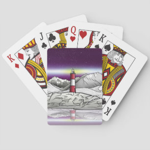 De vuurtoren van Les Eclaireurs in het zuiden van  Pokerkaarten