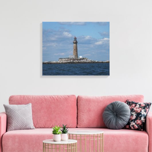 De vuurtoren van Little gull Island Canvas Afdruk (Insitu (Woonkamer))