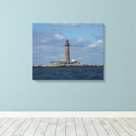De vuurtoren van Little gull Island Canvas Afdruk (Insitu (Houten vloer))