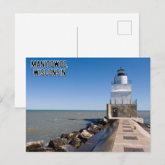 De vuurtoren van Manitowoc Wisconsin Briefkaart (Voorkant / Achterkant)