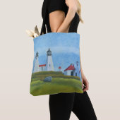 De vuurtoren van Old Gurnet Tote Bag (Dichtbij)