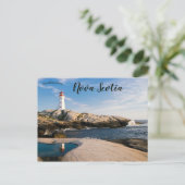 De vuurtoren van Peggy's Point in Nova Scotia Briefkaart (Staand voorkant)