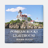 De vuurtoren van Pomham Rocks in Rhode Island Magn Magneet (Voorkant)