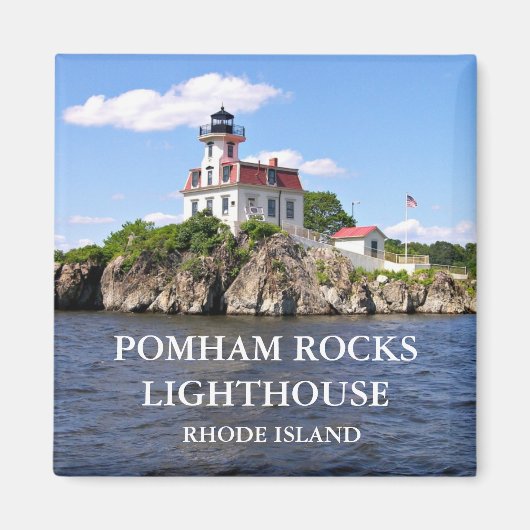 De vuurtoren van Pomham Rocks in Rhode Island Magn Magneet (Voorkant)