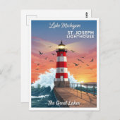 De vuurtoren van St. Joseph bij Lake Michigan Briefkaart (Voorkant / Achterkant)