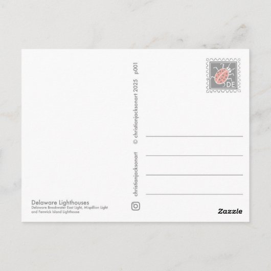 De vuurtorens van Delaware Briefkaart (Achterkant)