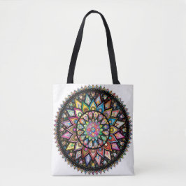 De waaier van mandala kleuren tote bag