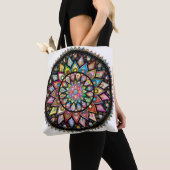 De waaier van mandala kleuren tote bag (Dichtbij)