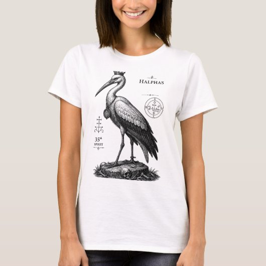 De Waakzame Ooievaar van Halphas T-shirt (Voorkant)