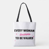 De Waarde van een Vrouw – Boodschappentas Tote Bag (Achterkant)