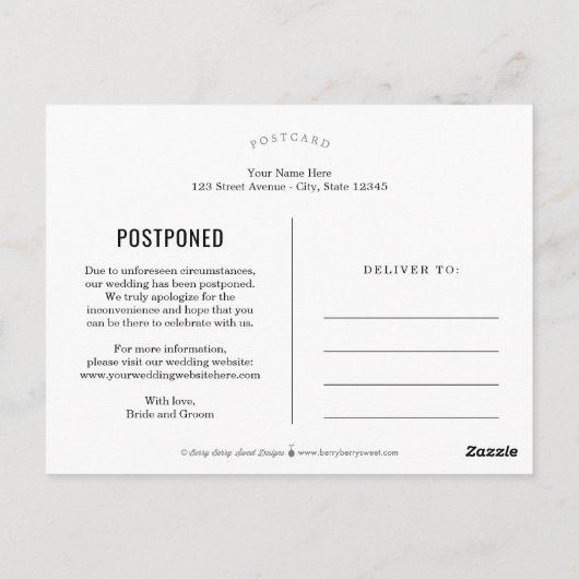 De waardeloze liefde verandert de Datum Briefkaart (Achterkant)