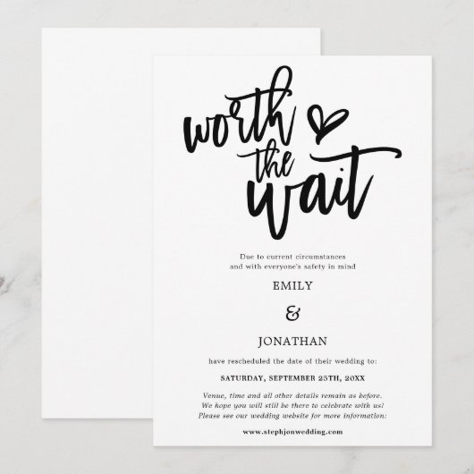 De Waarden van de bruiloft het Zwarte manuscript v Save The Date (Voorkant / Achterkant)