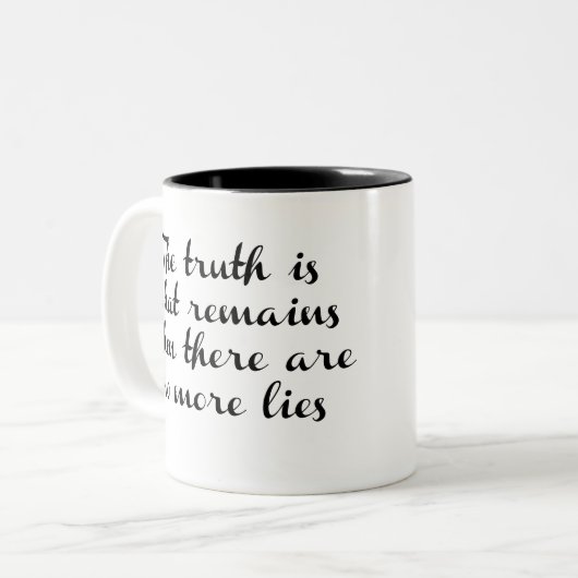 De waarheid blijft bestaan tweekleurige koffiemok (Voorkant links)