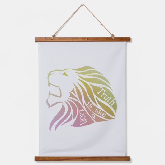 De waarheid is als een leeuwentafel hangend wandkleed (Voorkant)