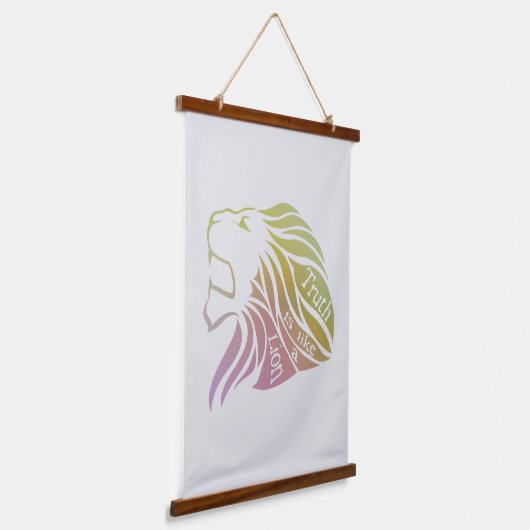 De waarheid is als een leeuwentafel hangend wandkleed (Gebogen)