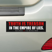 De waarheid is de reden - Ron Paul Bumpersticker (Op auto)
