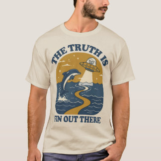 De Waarheid Is Fin Daarginds – Grappige UFO Dolfij T-shirt