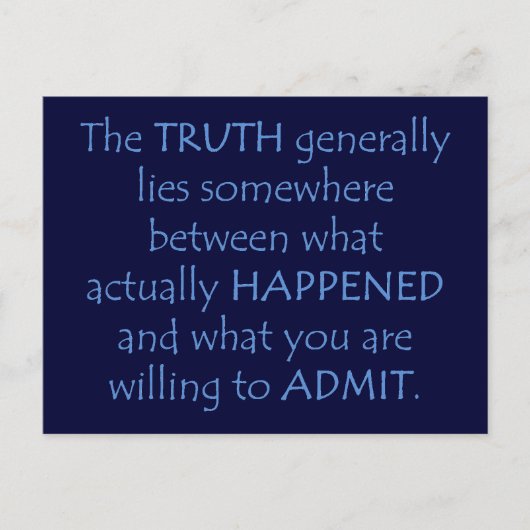 De waarheid ligt ergens tussen wat er gebeurde briefkaart (Voorkant)