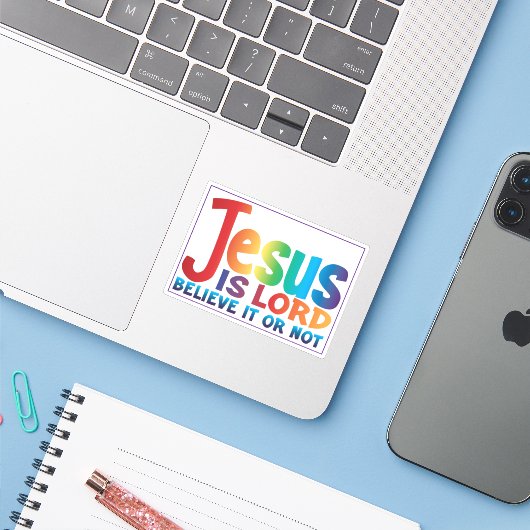De waarheid over Jezus presenteren Sticker (Laptop met iPhone)