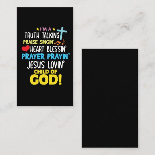 De waarheid werpt het kind van God dat zich moet b Visitekaartje (Voorkant / Achterkant)