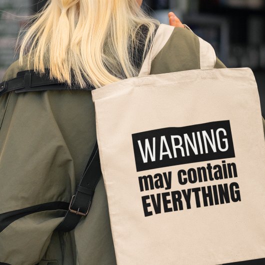 De waarschuwing kan alles koele moderne gift bevat tote bag