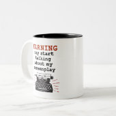 De waarschuwing kan beginnen over Mijn schermspel  Tweekleurige Koffiemok (Voorkant links)