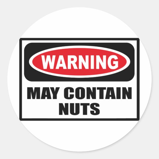 De waarschuwing KAN NUTS-Sticker BEVATTEN Ronde Sticker (Voorkant)