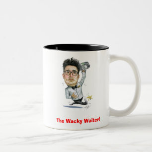 De Wacky Waiter... Caricature Joe Mok! Tweekleurige Koffiemok
