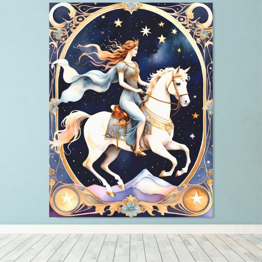 De wagen tarot schilderij geïnspireerd canvas afdruk (Insitu (Houten vloer))