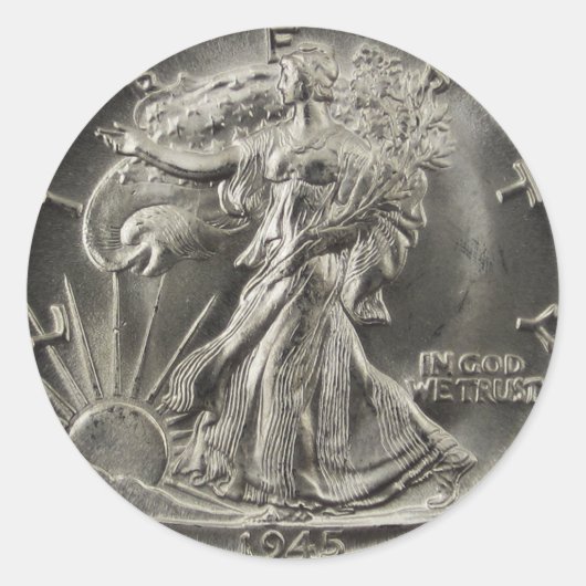 De Walking Liberty halve dollar Ronde Sticker (Voorkant)