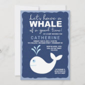 De walvis van een goede tijd! Blauw Baby shower Kaart (Voorkant)