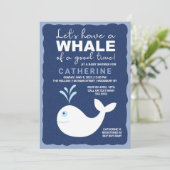 De walvis van een goede tijd! Blauw Baby shower Kaart (Staand voorkant)