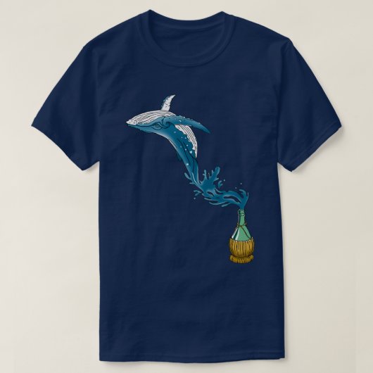 De walvis van het cadeauidee van de fles springt u t-shirt (Design voorkant)