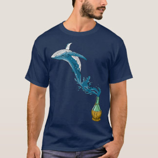 De walvis van het cadeauidee van de fles springt u t-shirt