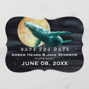 De walvis vliegt naar het Moon Wedding Save the Da Kaart