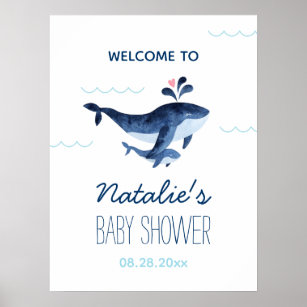 De walvissen onder het Baby shower van het Zee Wel Poster