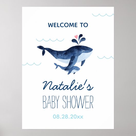 De walvissen onder het Baby shower van het Zee Wel Poster (Voorkant)