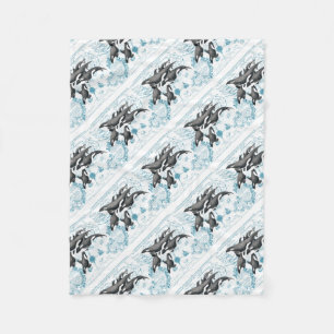 De walvissen oud blauw van de orka fleece deken