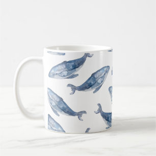 De Walvissen van de gebochelde in Waterverf Koffiemok