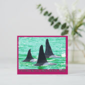 De Walvissen van de orka komen Varend op de Feestdagenkaart (Staand voorkant)