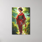 De Wandelende Kimono Canvas Afdruk (Voorkant)