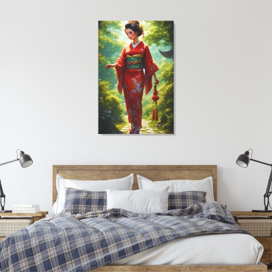 De Wandelende Kimono Canvas Afdruk (Insitu (Slaapkamer))