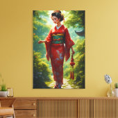 De Wandelende Kimono Canvas Afdruk (Insitu (Woonkamer))