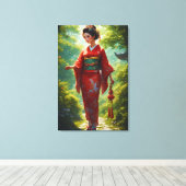 De Wandelende Kimono Canvas Afdruk (Insitu (Houten vloer))