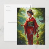 De wandeling van de kimono briefkaart (Voorkant / Achterkant)