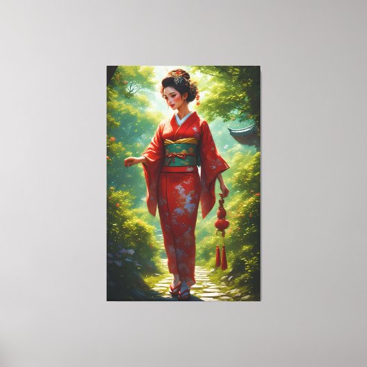 De wandeling van de kimono canvas afdruk (Voorkant)