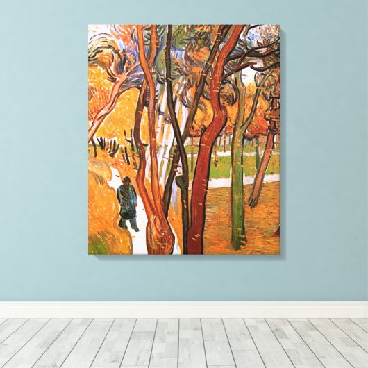 De Wandelweg: Vallende bladeren door Vincent van G Canvas Afdruk (Insitu (Houten vloer))